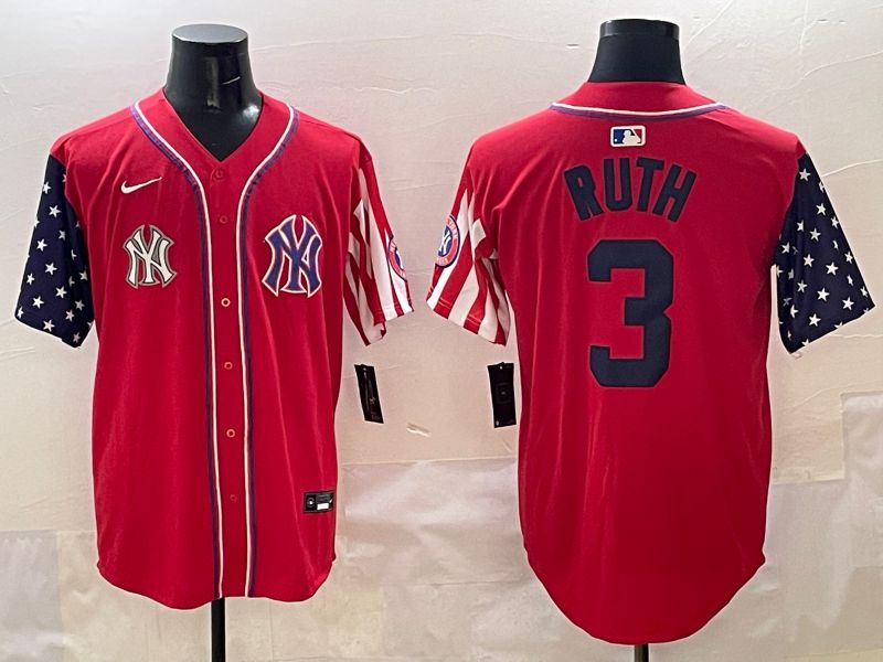 Men New York Yankees #3 Ruth Red a generation of national flags Jointly Name 2025 Nike MLB Jersey style 10